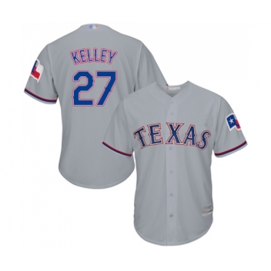 Youth Texas Rangers #27 Shawn Kelley Replica Grey Road Cool Base Baseball Jersey - Ujersey