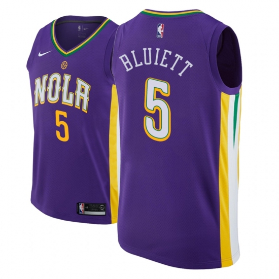 Men NBA 2018-19 New Orleans Pelicans #5 Trevon Bluiett City Edition Purple Jersey - Ujersey