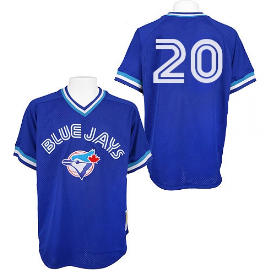 Men's Mitchell and Ness Toronto Blue Jays #20 Josh Donaldson Authentic Blue Throwback MLB Jersey