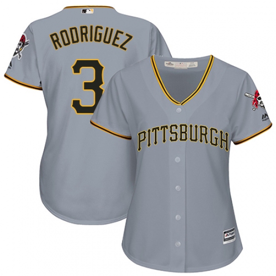 Women's Majestic Pittsburgh Pirates #3 Sean Rodriguez Replica Grey Road Cool Base MLB Jersey - Ujersey