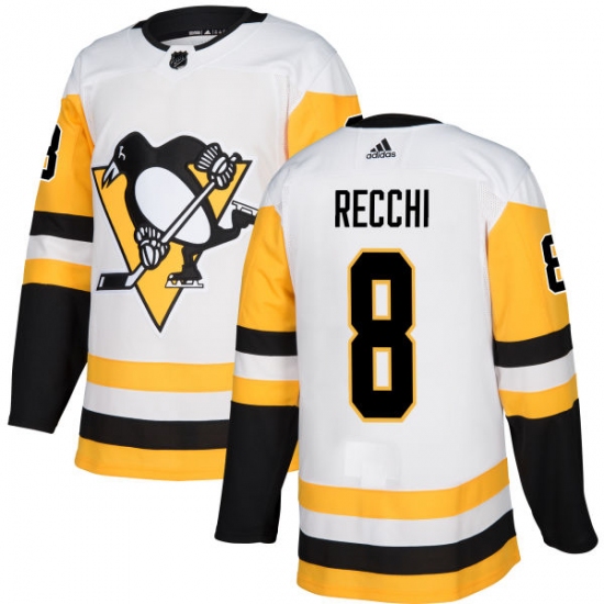 Men's Adidas Pittsburgh Penguins #8 Mark Recchi Authentic White Away NHL Jersey - Ujersey