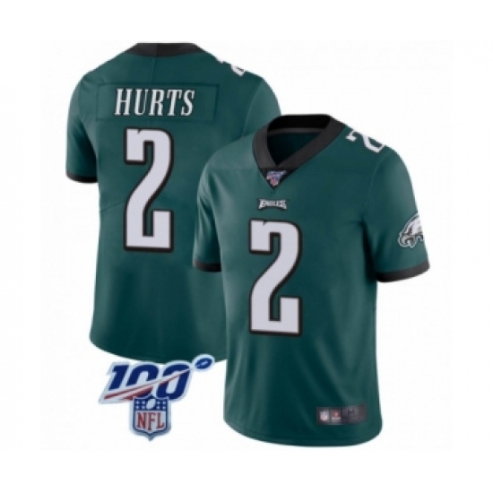 Philadelphia Eagles #2 Jalen Hurts Midnight Green Team Color Vapor Untouchable Limited Player 100th Season Football Jersey - Ujersey