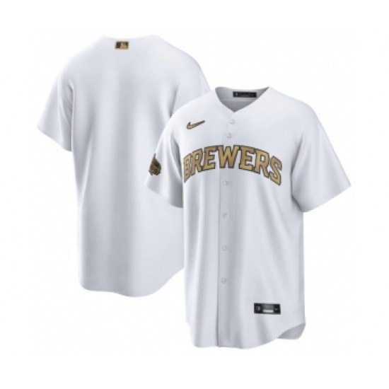 Men's Milwaukee Brewers Blank White 2022 All-Star Cool Base Stitched Baseball Jersey - Ujersey
