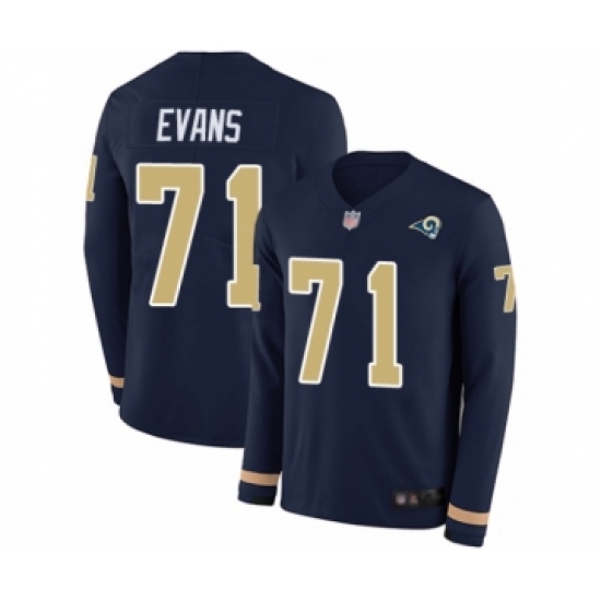 Youth Los Angeles Rams #71 Bobby Evans Limited Navy Blue Therma Long Sleeve Football Jersey - Ujersey