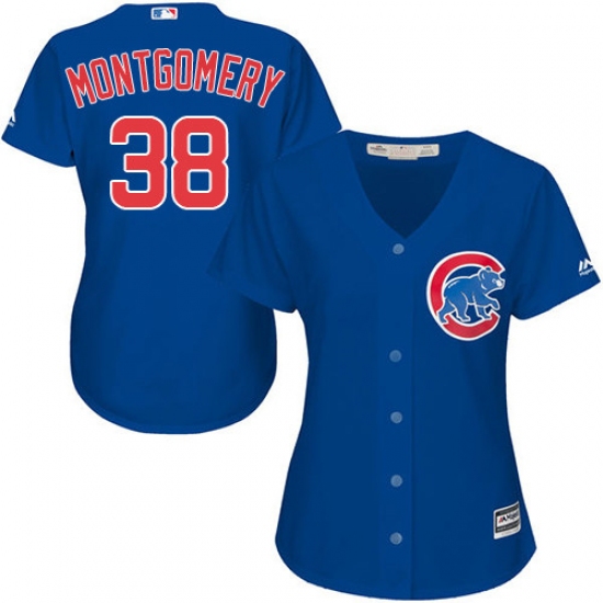 Women's Majestic Chicago Cubs #38 Mike Montgomery Authentic Royal Blue Alternate MLB Jersey - Ujersey