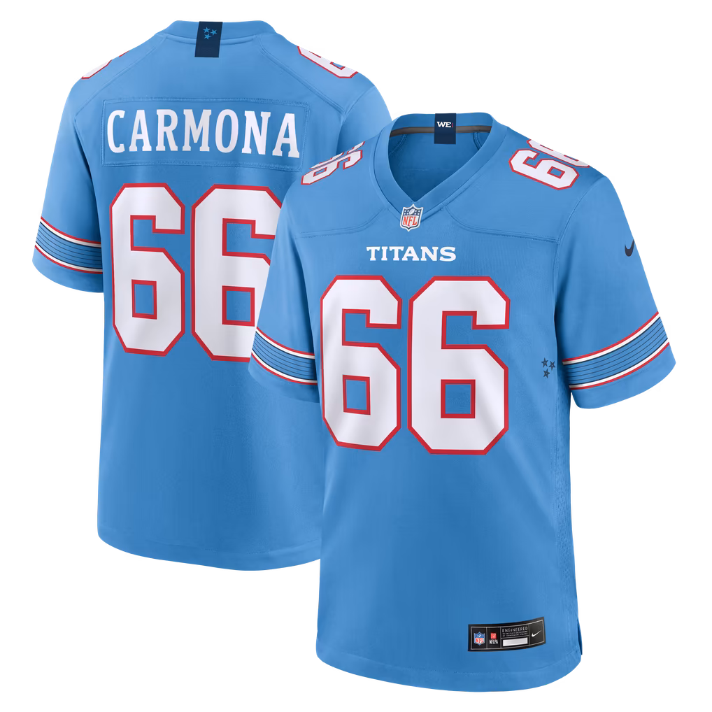Men's Tennessee Titans Fernando Carmona Nike Light Blue Team Game Jersey