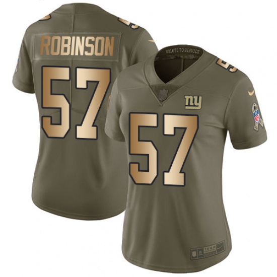 Women's Nike New York Giants #57 Keenan Robinson Limited Olive/Gold 2017 Salute to Service NFL Jersey - Ujersey