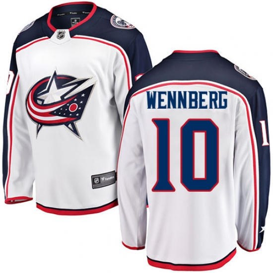 Men's Columbus Blue Jackets #10 Alexander Wennberg Fanatics Branded White Away Breakaway NHL Jersey - Ujersey