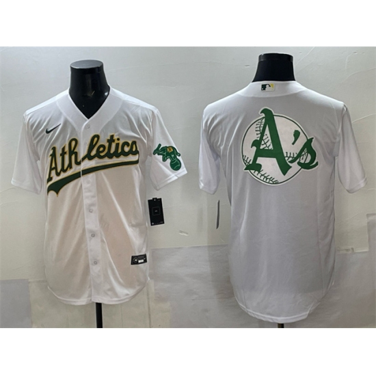 Men's Oakland Athletics Team Big Logo White Stitched Baseball Jersey - Ujersey