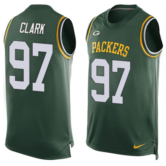 Men's Nike Green Bay Packers #97 Kenny Clark Limited Green Player Name & Number Tank Top NFL Jersey - Ujersey