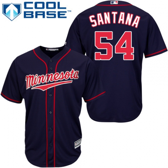 Men's Majestic Minnesota Twins #54 Ervin Santana Replica Navy Blue Alternate Road Cool Base MLB Jersey - Ujersey