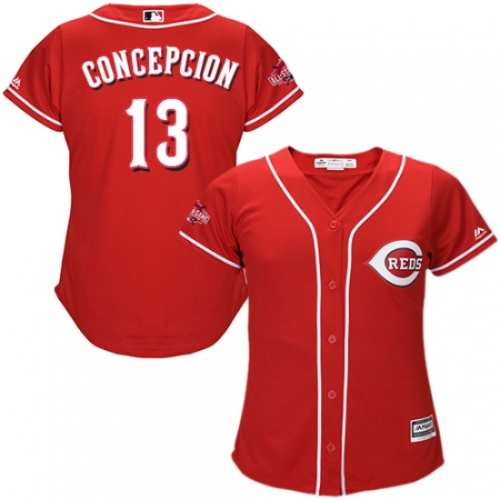 Women's Majestic Cincinnati Reds #13 Dave Concepcion Authentic Red Alternate Cool Base MLB Jersey - Ujersey