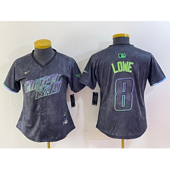 Women's Tampa Bay Rays #8 Brandon Lowe Charcoal 2024 City Connect Limited Cool Base Jersey - Ujersey