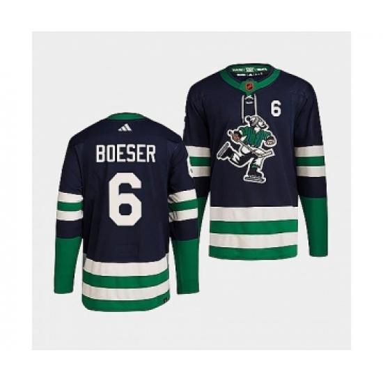 Men's Vancouver Canucks #6 Brock Boeser Navy 2022 Reverse Retro Stitched Jersey - Ujersey