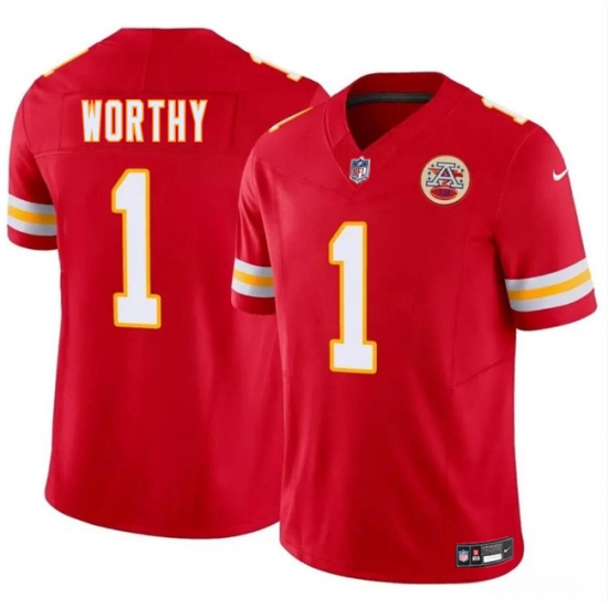 Men's Kansas City Chiefs #1 Xavier Worthy Red 2024 Draft F.U.S.E. Vapor Untouchable Limited Football Stitched Jersey - Ujersey