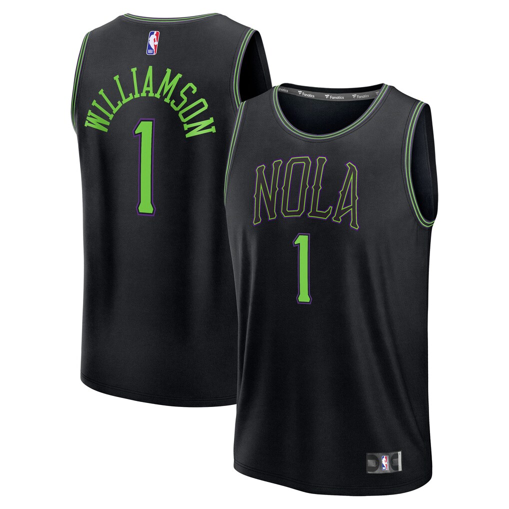 Men's New Orleans Pelicans Zion Williamson Fanatics Black 2025/26 City Edition Fast Break Jersey - Vujersey Los Angeles Rams
