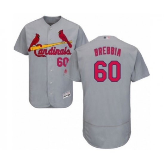 Men's St. Louis Cardinals #60 John Brebbia Grey Road Flex Base Authentic Collection Baseball Player Jersey - Ujersey