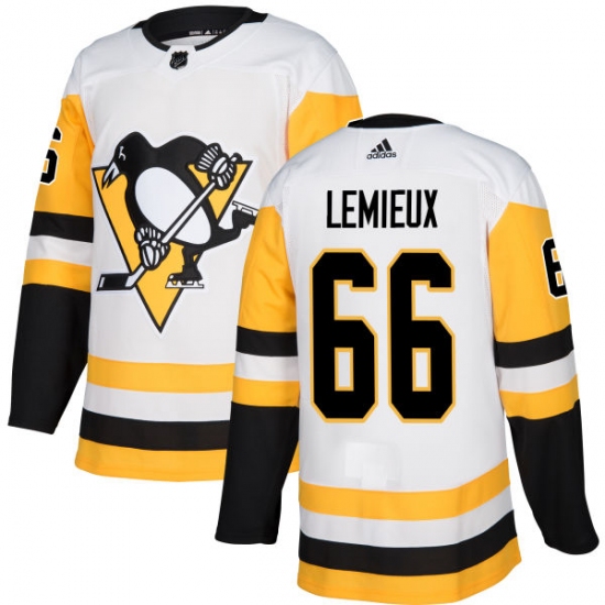 Women's Adidas Pittsburgh Penguins #66 Mario Lemieux Authentic White Away NHL Jersey - Ujersey