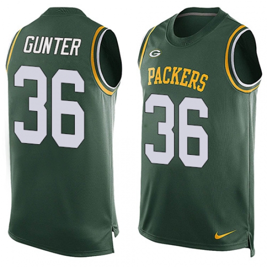 Men's Nike Green Bay Packers #36 LaDarius Gunter Limited Green Player Name & Number Tank Top NFL Jersey - Ujersey