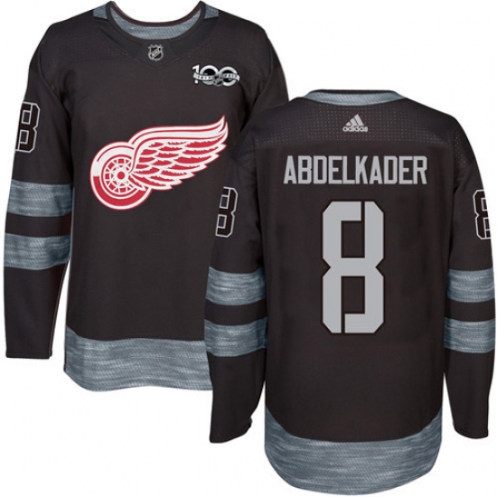Men's Adidas Detroit Red Wings #8 Justin Abdelkader Premier Black 1917-2017 100th Anniversary NHL Jersey - Ujersey