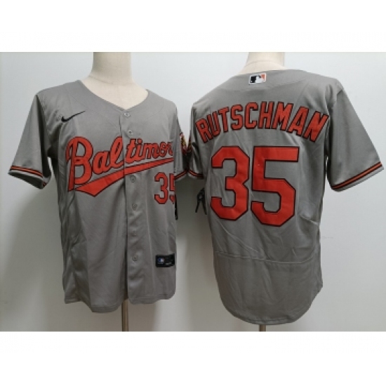 Men's Baltimore Orioles #35 Adley Rutschman Grey Stitched Flex Base Nike Jersey - Ujersey