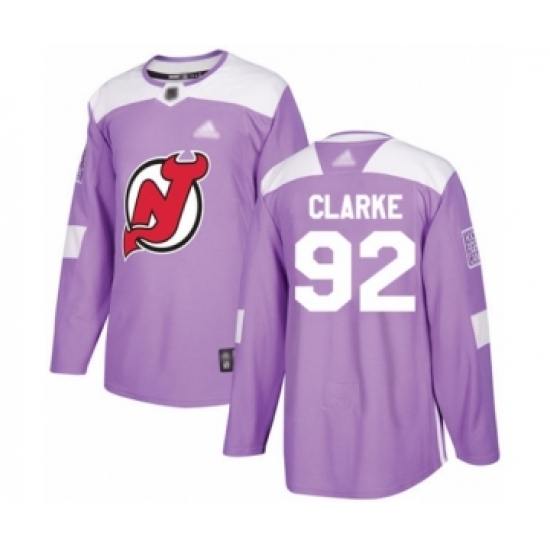 Men's New Jersey Devils #92 Graeme Clarke Authentic Purple Fights Cancer Practice Hockey Jersey - Ujersey