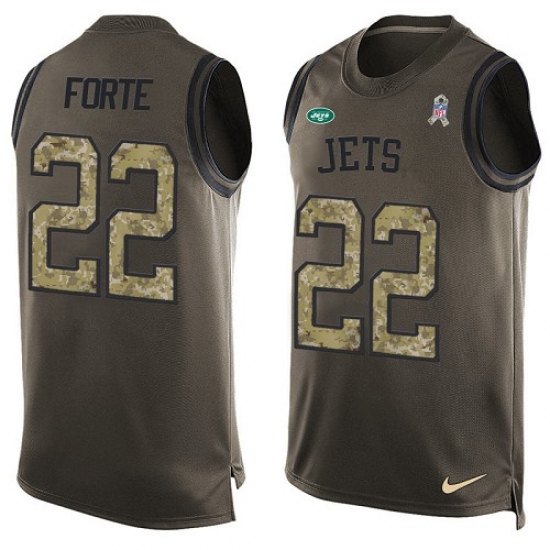 Men's Nike New York Jets #22 Matt Forte Limited Green Salute to Service Tank Top NFL Jersey - Ujersey