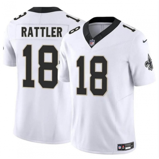 Men's New Orleans Saints #18 Spencer Rattler White F.U.S.E. Vapor Limited Football Stitched Jersey - Ujersey