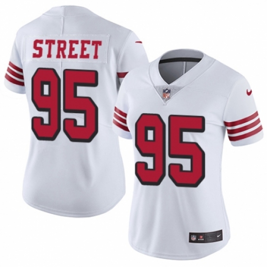Women's Nike San Francisco 49ers #95 Kentavius Street Limited White Rush Vapor Untouchable NFL Jersey - Ujersey