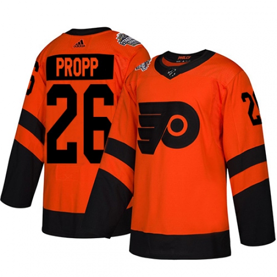 Men's Adidas Philadelphia Flyers #26 Brian Propp Orange Authentic 2019 Stadium Series Stitched NHL Jersey - Ujersey