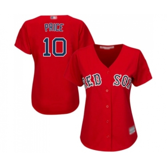 Women's Boston Red Sox #10 David Price Replica Red Alternate Home Baseball Jersey - Ujersey