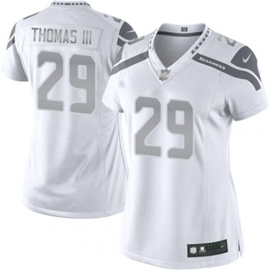 Women's Nike Seattle Seahawks #29 Earl Thomas III Limited White Platinum NFL Jersey - Ujersey
