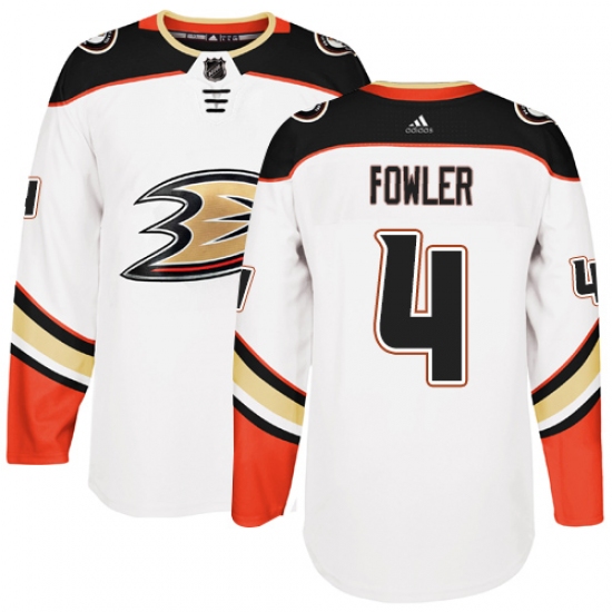 Men's Adidas Anaheim Ducks #4 Cam Fowler Authentic White Away NHL Jersey - Ujersey