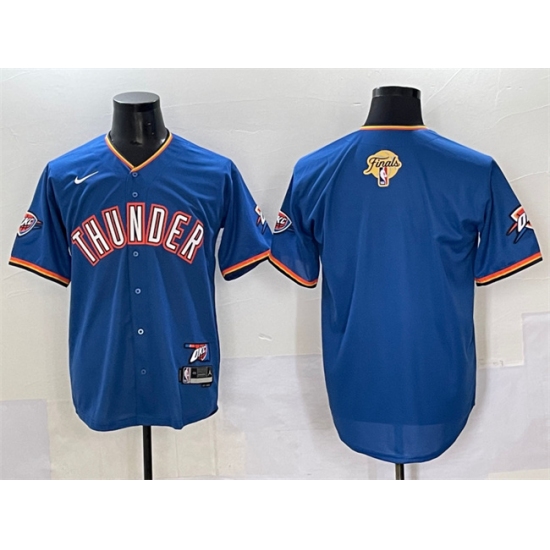 Men's Oklahoma City Thunder Blank Blue 2025 Finals Vapor Stitched Baseball Jersey - Ujersey