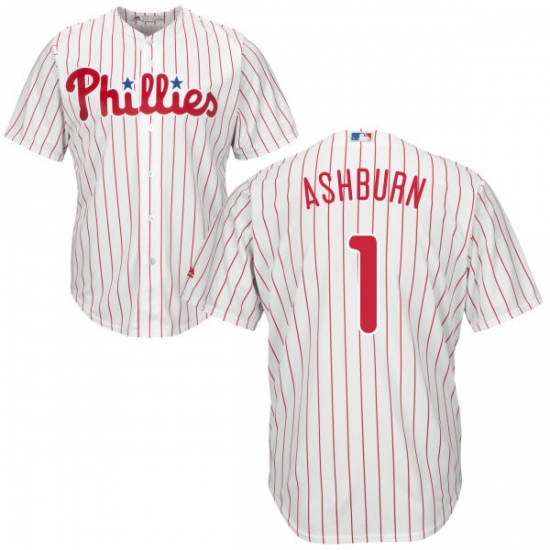 Youth Majestic Philadelphia Phillies #1 Richie Ashburn Authentic White/Red Strip Home Cool Base MLB Jersey - Ujersey