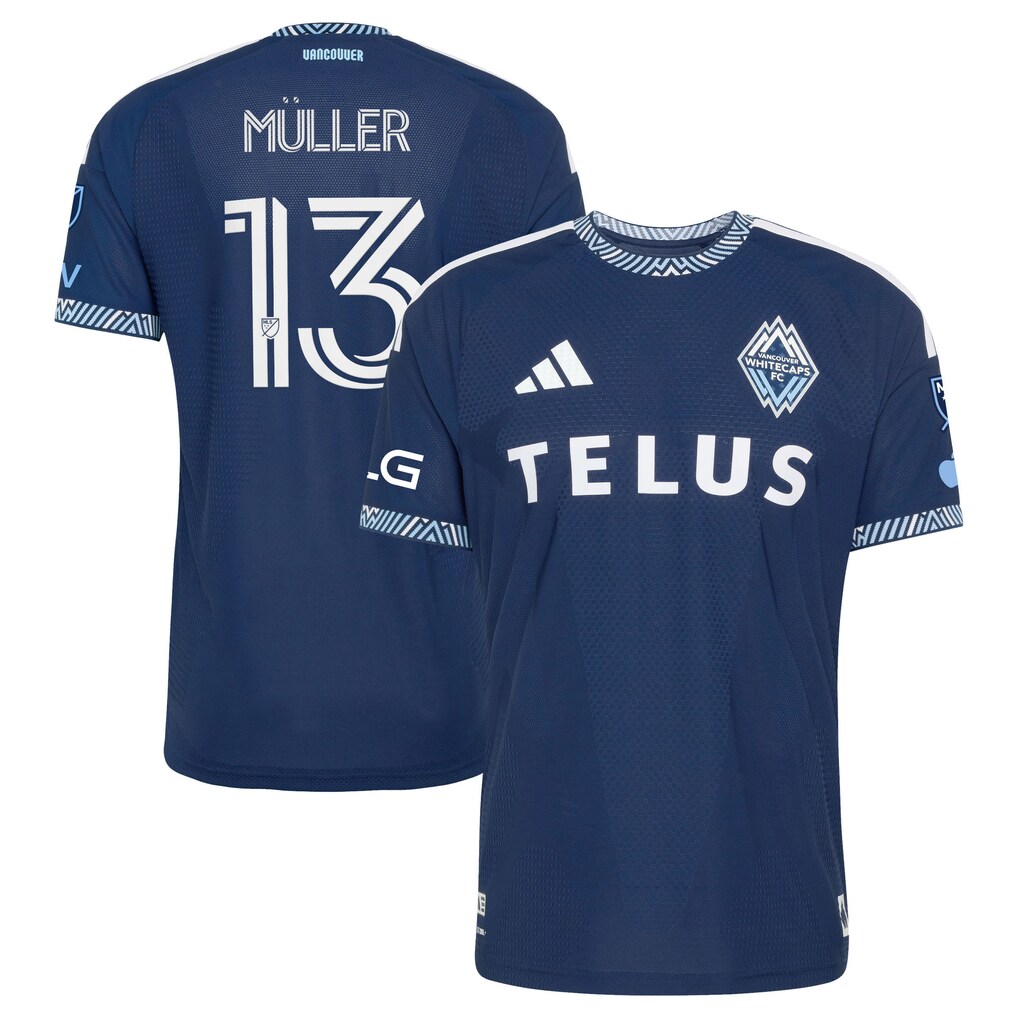 Men's Vancouver Whitecaps FC Thomas Müller adidas Blue 2026 The Coastal Jersey On-Field Authentic Patch Jersey - Ujersey