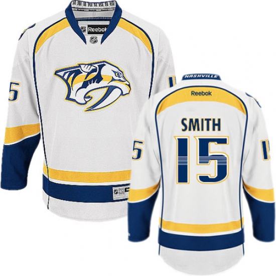 Women's Reebok Nashville Predators #15 Craig Smith Authentic White Away NHL Jersey - Ujersey