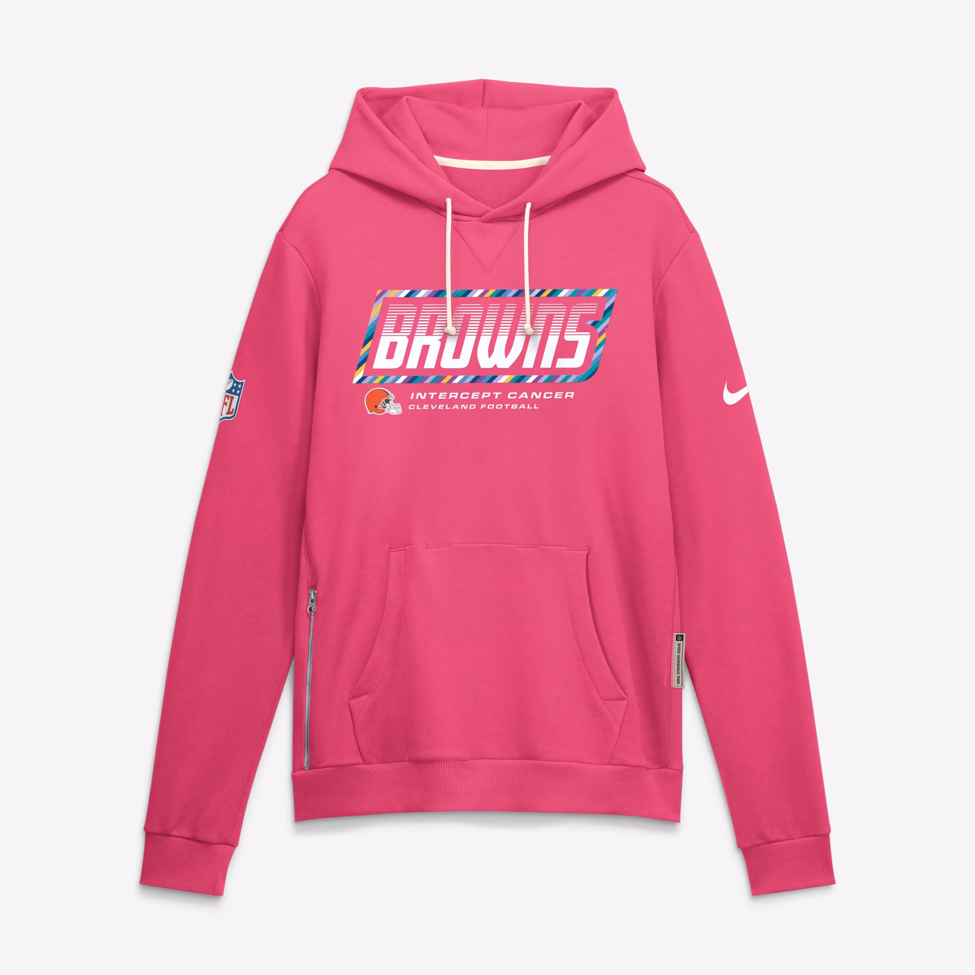 Men's Cleveland Browns Nike Pink 2026 NFL Crucial Catch Sideline Standard Issue Dri-FIT Pullover Hoodie - SUjersey01