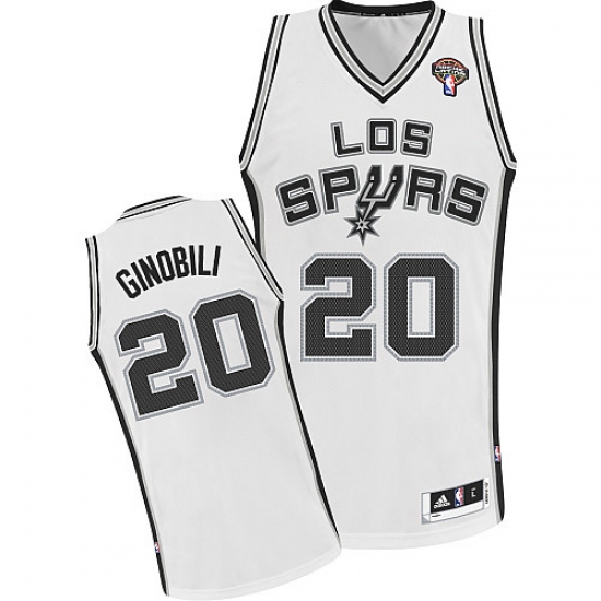 Men's Adidas San Antonio Spurs #20 Manu Ginobili Authentic White ABA Hardwood Classic NBA Jersey - Ujersey