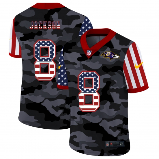 Men's Baltimore Ravens #8 Lamar Jackson Camo Flag Nike Limited Jersey - Ujersey