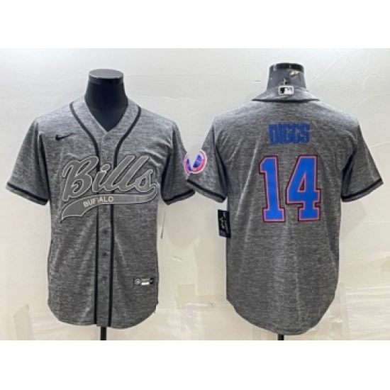 Men's Buffalo Bills #14 Stefon Diggs Gray With Patch Cool Base Stitched Baseball Jersey - Ujersey