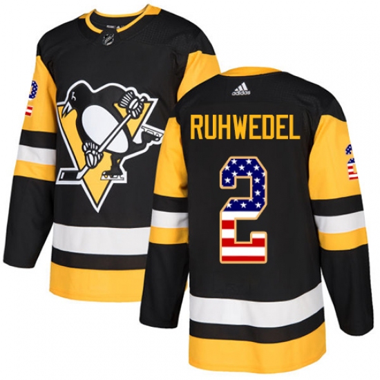 Men's Adidas Pittsburgh Penguins #2 Chad Ruhwedel Authentic Black USA Flag Fashion NHL Jersey - Ujersey