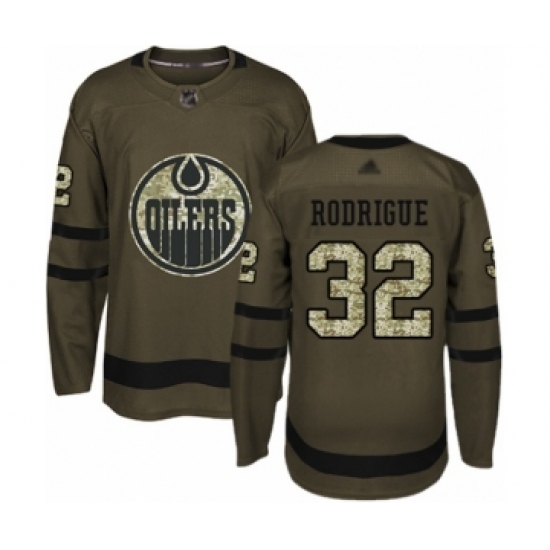 Youth Edmonton Oilers #32 Olivier Rodrigue Authentic Green Salute to Service Hockey Jersey - Ujersey