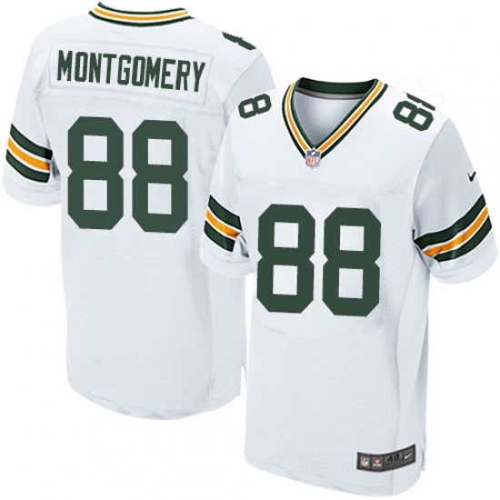 Men's Nike Green Bay Packers #88 Ty Montgomery Elite White NFL Jersey