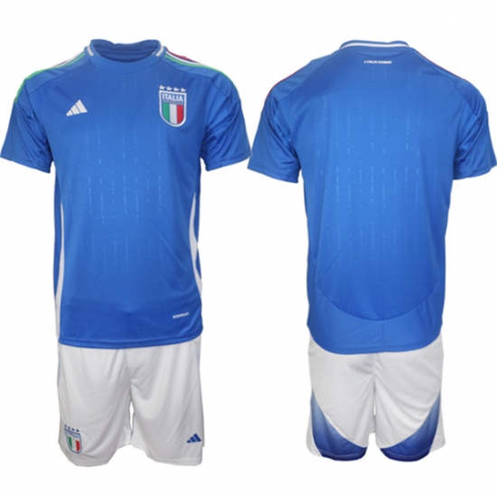 Men's Italy Custom 2024-25 Blue Home Soccer Jersey Suit - Ujersey
