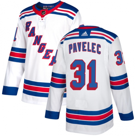 Women's Adidas New York Rangers #31 Ondrej Pavelec Authentic White Away NHL Jersey - Ujersey