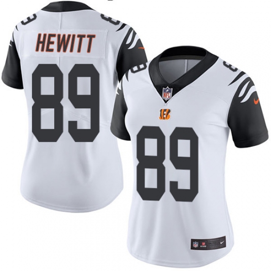 Women's Nike Cincinnati Bengals #89 Ryan Hewitt Limited White Rush Vapor Untouchable NFL Jersey - Ujersey