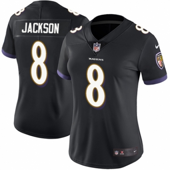 Women's Nike Baltimore Ravens #8 Lamar Jackson Black Alternate Vapor Untouchable Limited Player NFL Jersey - Ujersey