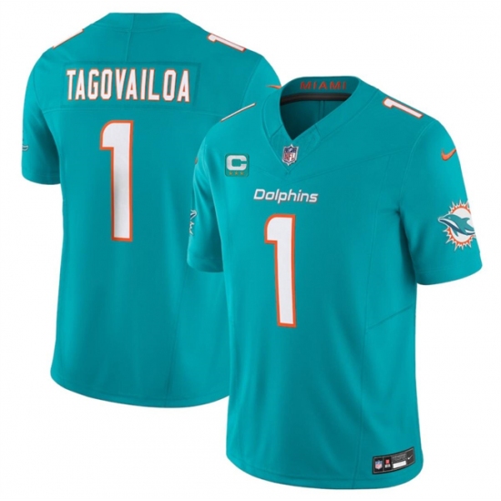 Men's Miami Dolphins #1 Tua Tagovailoa Aqua F.U.S.E With 3-Star C Vapor Limited Stitched Football Jersey - Ujersey