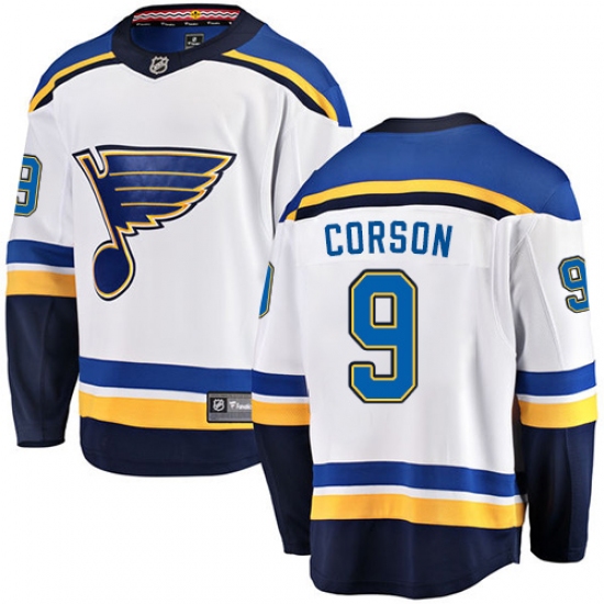 Youth St. Louis Blues #9 Shayne Corson Fanatics Branded White Away Breakaway NHL Jersey - Ujersey